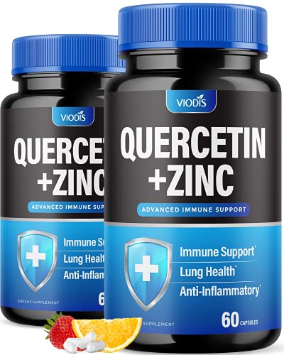 (2 Pack) Quercetin 500mg with Zinc - Immune System Booster, Lung Support Supplement for Adults Kids - Immunity Defense (120 Capsules)