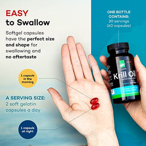 Daiwa Krill Oil 1000mg - EPA DHA Omega 3 6 9 Supplement with Astaxanthin for Joint, Brain and Heart Health - Made from Antarctic Krill Oil