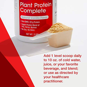 Protocol Plant Protein Complete - Pea, Hemp, and Quinoa Protein Shake - Vanilla - 2 Lbs (907 g)