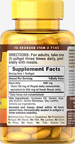 Puritan's Pride Royal Jelly 500 mg-120 Softgels (Packaging May Vary)