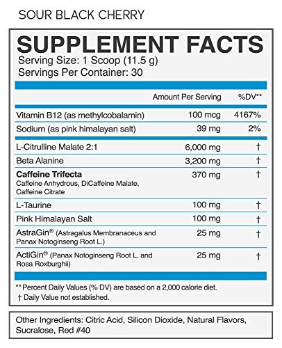 eFlow Nutrition Enrage Black High Stimulant Pre Workout Supplement - Preworkout Powder to Boost Energy, Pumps and Strength - 3 Flavors (30 Servings) (Sour Black Cherry)