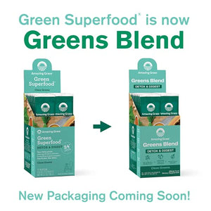 Amazing Grass Green Superfood Detox & Digest: Cleanse with Super Greens Powder, Digestive Enzymes & Probiotics, Clean Green, 15 Servings