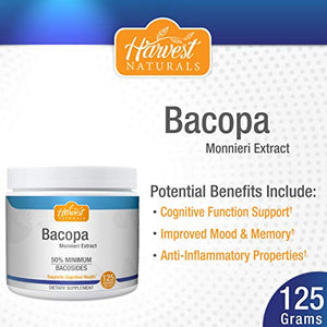 Bacopa Monnieri Powder - Cognitive Function Support & Improved and Memory - 125 Grams - Harvest Naturals