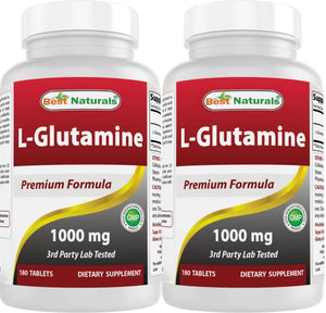 Best Naturals L-Glutamine 1000 mg 180 Tablets (180 Count (Pack of 2))