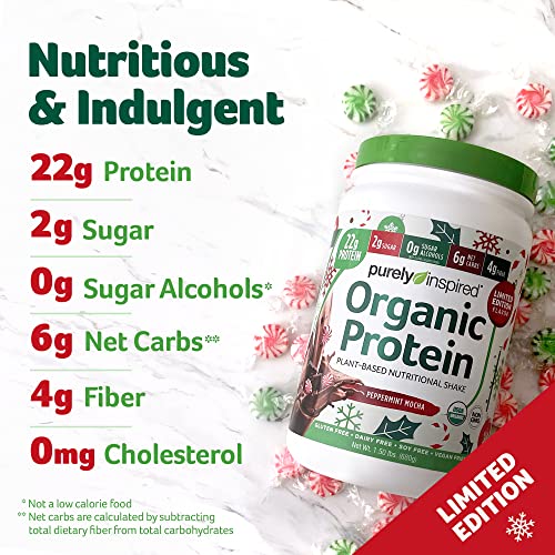 Purely Inspired Plant Based Organic Protein Powder, Vegan for Women & Men, 22 g Per Serving, Pea, Peppermint Mocha, Limited Edition, 17 Servings, 24 Oz