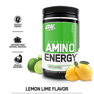 Optimum Nutrition Amino Energy - Pre Workout with Green Tea, BCAA, Amino Acids, Keto Friendly, Green Coffee Extract, Energy Powder - Lemon Lime, 30 Servings