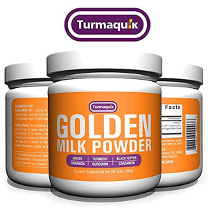 Organic Golden Milk Turmeric Powder Mix (180 Servings) + Superfood Blend of Ginger, Black Pepper, Curcumin, Cinnamon, Cardamom - Anti Inflammatory, Non-GMO, Vegan, Keto, Ayurvedic - Turmaquik