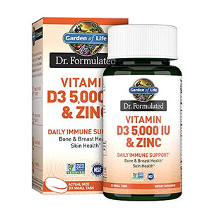 Garden of Life Quercetin Zinc Once Daily Immune Support Supplement with Vitamin D3 for Bone Health, Breast Health & Skin Health – Dr Formulated – Gluten Free, Non GMO, Carbon Neutral – 30 Mini Tabs