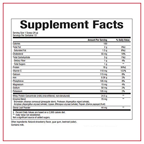 Whey Factors by Natural Factors, Grass Fed Whey Protein Concentrate, Aids Muscle Development and Immune Health, Strawberry, 12 Oz