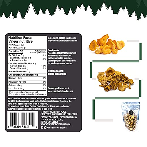 West Coast Wild Foods | Dried Wild Mushrooms (Chanterelle, 0.5lb)