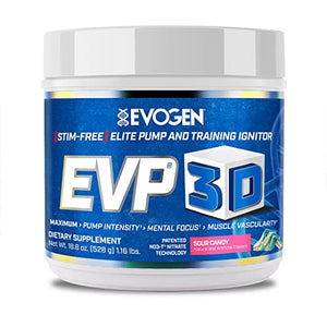 Evogen EVP-3D | Extreme Pre-Workout Pump Ignitor, Arginine Nitrate, Citrulline, Beta-Alanine, Lions Mane | Sour Candy