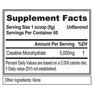 Evlution Nutrition Creatine5000 5 Grams of Pure Creatine Monohydrate in Each Serving Unflavored Powder (60 Servings)