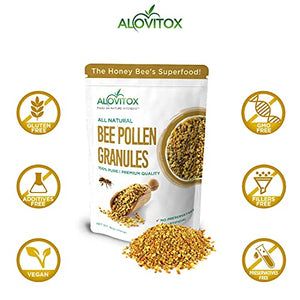 Alovitox Bee Pollen Granules | 100% Pure, Fresh Natural Raw Bee Pollen | Superfood Packed with Antioxidant, Protein, Vitamin & More | Bee Friendly Nutritional Yeast, Gluten Free 16 Oz