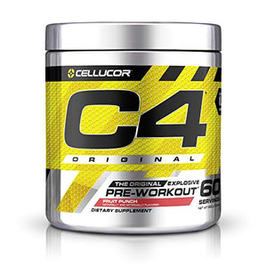 C4 Original Pre Workout Powder Fruit Punch - Vitamin C for Immune Support - Sugar Free Preworkout Energy for Men & Women - 150mg Caffeine + Beta Alanine + Creatine - 60 Servings