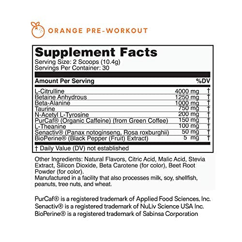 Bad Athletics Orange Pre Workout Powder for Women | Naturally Flavored and Sweetened | Energy, Focus and Endurance