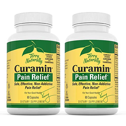 Terry Naturally Curamin (2 Pack) - 60 Vegan Capsules - Non-Addictive Pain Relief Supplement with Curcumin from Turmeric, Boswellia & DLPA - Non-GMO, Gluten-Free - 40 Servings