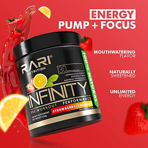 RARI Nutrition - Infinity Pre Workout Powder - Natural Preworkout Energy Supplement for Men and Women - Keto and Vegan Friendly - No Creatine - 30 Servings - (Strawberry Lemonade)