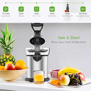 ASLATT Electric Citrus Juicer Squeezer, lemon orange juicer machine crush juice squeezer maker esprimidores de naranjas electrico Ultra Quiet Motor, Stainless Steel