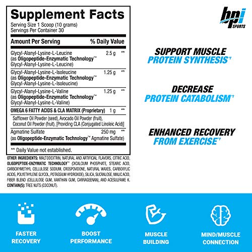 BPI Sports Best BCAA - BCAA Powder - Branched Chain Amino Acids - Muscle Recovery - Muscle Protein Synthesis - Improved Performance – Hydration – Snow Cone - 30 Servings - 10.58 oz.