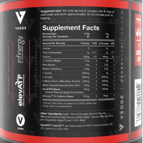 Vedge Nutrition Patriot Pop Pre- Workout | Vegan Pre-Workout | Dairy Free, Soy Free, Non-GMO | Long Lasting Energy, No Crash | Caffeine, Citrulline Malate, Nitric Oxide Booster | 40 Servings