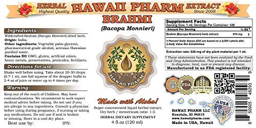 Brahmi Liquid Extract, Brahmi Liquid (Bacopa Monnieri) Tincture Supplement 2x2 oz