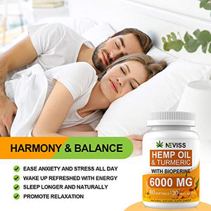 2 Pack Hemp Oil Softgel Capsule with Turmeric and Bioperine - 120 Cts