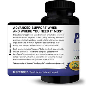 Force Factor Prostate Advanced, Health Supplement for Men for Reducing Nighttime Bathroom Trips, Bladder & Urinary Relief, with Saw Palmetto, Beta-Sitosterol, 120 Tablets (2-Pack)