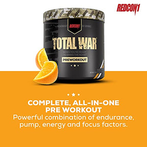 Redcon1 Total War - Pre Workout, 30 Servings, Boost Energy, Increase Endurance and Focus, Beta-Alanine, Caffeine (Orange Crush)