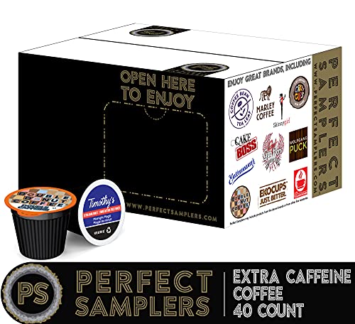 High Caffeine Coffee Pods Variety Pack - Sample The Strongest Coffee From the Top Brands with Our Extra Caffeine Sampler of 40 Coffee Pods Compatible with Keurig K Cup Coffee Makers