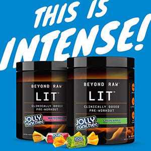 Beyond Raw LIT | Clinically Dosed Pre-Workout Powder | Contains Caffeine, L-Citruline, and Beta-Alanine, Nitrix Oxide and Preworkout Supplement | Jolly Rancher Watermelon | 30 Servings