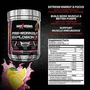 Pre Workout | Six Star PreWorkout Explosion | Pre Workout Powder for Men & Women | PreWorkout Energy Powder Drink Mix | Sports Nutrition Pre-Workout Products | Pink Lemonade (30 Servings)