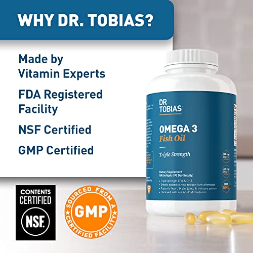 Dr. Tobias Omega-3 Fish Oil, Triple Strength, Supports Brain & Heart Health, 2000 mg per Serving, 180 Soft Gels (2 Daily)