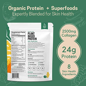 NovaLife Organic Skin Health Vanilla Plant Protein Powder, 1.65 Pounds, 20 Servings, 24g Protein, Collagen, Low Carb, Keto Friendly, Soy Free, Dairy Free, Non-GMO, Gluten Free, No Sugar Added