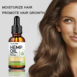 Lagunamoon Hemp Oil 1000mg, Ultra Premium Nature Hemp Seed Oil Help with Skin & Hair, Vegan Friendly