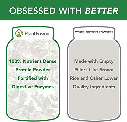 Vegan Protein Powder from PlantFusion, Plant Based Protein Powder w/ BCAAs + Dig Enzymes, Clean Protein; Dairy Free, Gluten Free, Vanilla, 12 Single