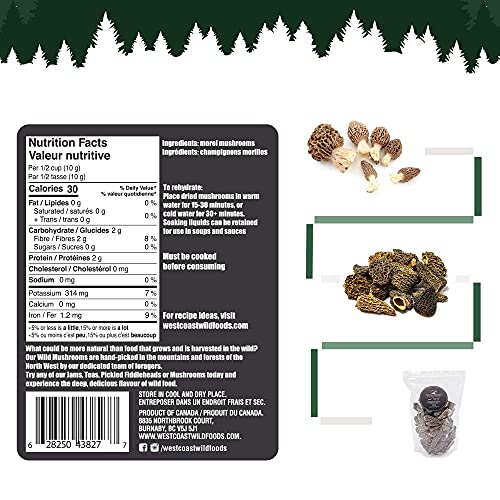 West Coast Wild Foods | Dried Wild Mushrooms (Morel, 3.52oz - 100g)