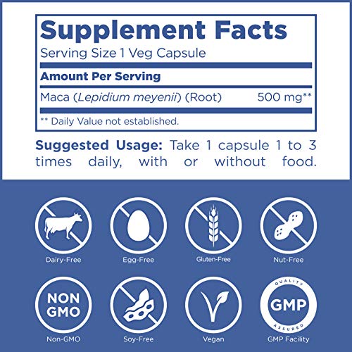 PUREMEDICS Maca Root Capsules - Maca Supplement for Men and Women to Support Reproductive Health - Formulated by Doctors - Pure & Hypoallergenic - 3rd Party Certified - 100 Capsules
