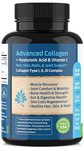 Advanced Collagen Supplement, Type 1, 2 and 3 with Hyaluronic Acid and Vitamin C - Anti Aging Joint Formula - Boosts Hair, Nails and Skin Health - Capsules - by ForestLeaf (240 Capsules)