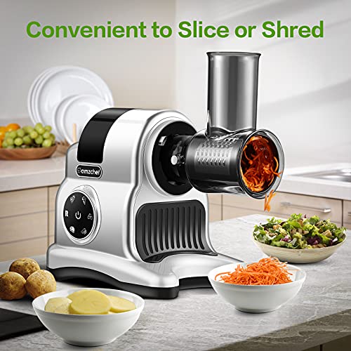 Slow Juicer, AMZCHEF 5-in-1 Multifunctional Slicer shredder, Cold Press Juicer Professional Masticating Juicer, Juice Extractor with Quiet Motor,Juicer Machines with Meat Grind and Ice Cream