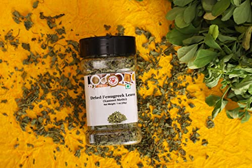 TAJ Premium Indian Kasoori Methi, Dried Fenugreek Leaves, 1oz (28g)