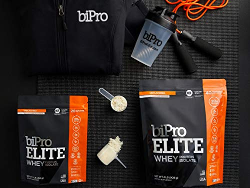 BiPro Elite to-Go 100% Whey Isolate Protein Powder for High-Intensity Fitness, Unflavored, 12 Single-Serve Packets - NSF Certified for Sport, Sugar Free, Suitable for Lactose Intolerance, Gluten Free