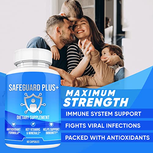 Safeguard Plus | [10X Strength] Immunity Booster Formula | Helps Improve Health w/ Immunity Support, Healthy Body | with Maitake Mushroom, Vitamin C, Wheat Grass, & Antioxidants | 60 Capsules