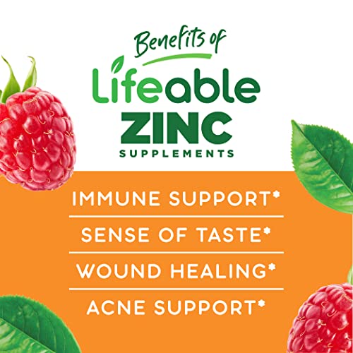 Lifeable Zinc 50mg Gummies - Great Tasting Natural Flavor Gummy Supplement - Gluten Free Vegetarian GMO-Free Chewable Vitamins – for Healthy Immune Support – for Adults, Man, Women – 90 Gummies