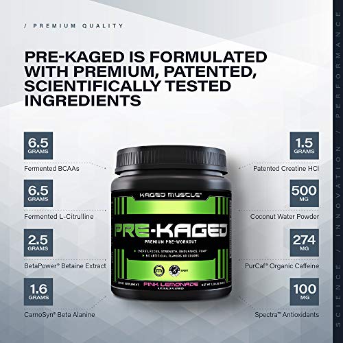 Pre Workout Powder; KAGED MUSCLE Preworkout for Men & Pre Workout Women, Delivers Intense Workout Energy, Focus & Pumps; One of The Highest Rated Pre-Workout Supplements, Grape, Natural Flavors