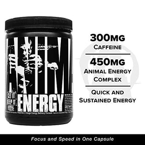 Animal Energy - Powerful 2 Stage Energy Delivery System - 300mg Caffeine per Capsule - Quick and Sustained Energy - Mood and Mental Focus Support - 60 Capsules, Black & White (3287)