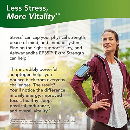 Terry Naturally Ashwagandha EP35, 60 Capsules - 125 mg Ashwagandha - Powerful Adaptogen - Reduce Stress, Promote Sleep, Support Energy & Endurance - Non-GMO, Vegan - 60 Servings