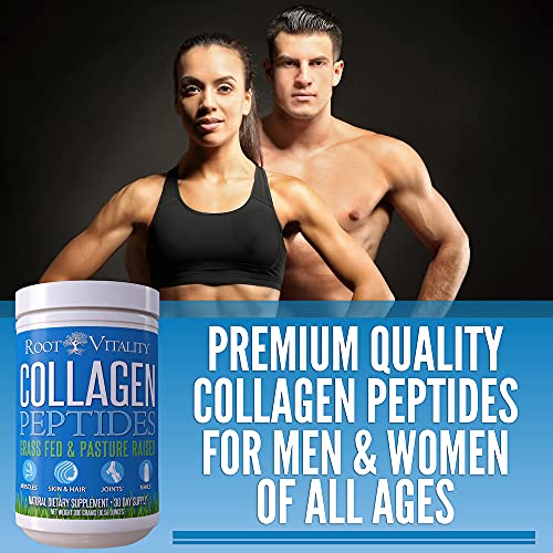 Root Vitality Collagen Peptides, Collagen Powder, Grass Fed, Premium Quality Collagen Protein, Pasture Raised, Easily Dissolves, Keto & Paleo Friendly, Non-GMO, 16 Ounces
