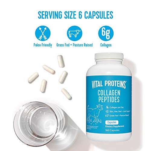 Vital Proteins Collagen Pills Supplement (Type I, III), 360 Collagen Capsules, 3300mg Serving Help Support Healthy Hair, Skin, Nails, Joints - Dairy and Gluten Free - Hydrolyzed Collagen Supplement