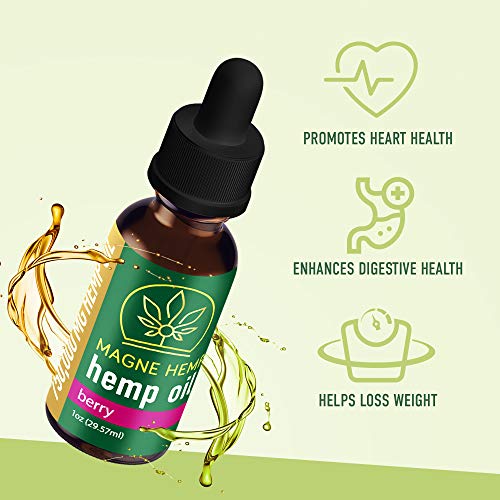 MAGNEHEMP - 750,000MG Berry Flavored Hemp Oil Extract for Pain & Stress, Hemp Oil Drops for Better Sleep