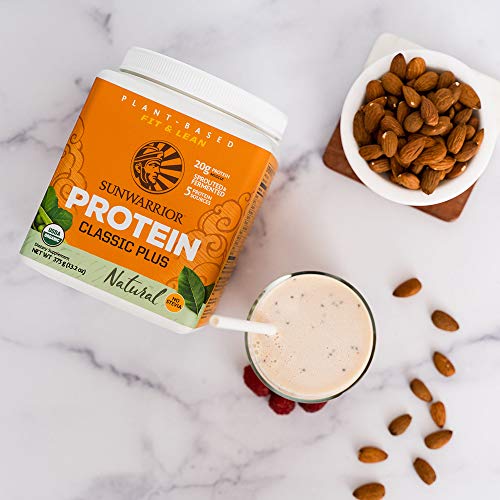 Sunwarrior - Classic Plus, Vegan Protein Powder with Peas & Brown Rice, Raw Organic Plant Based Protein (Natural) (375 Gram (Pack of 1))